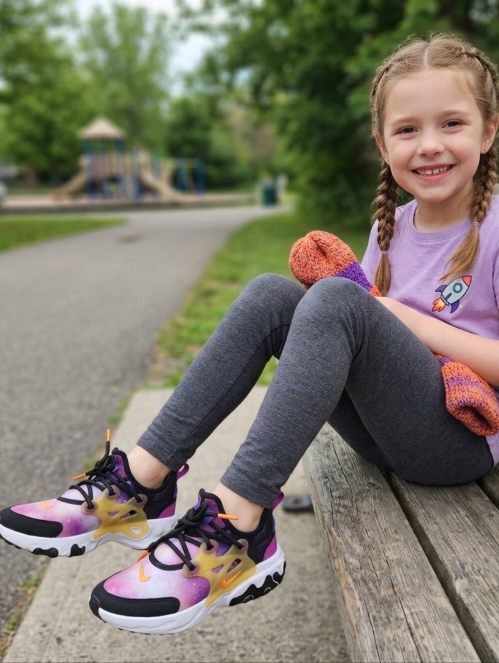 Nike Kids Galaxy Tie-Dye Sneakers - Purple/Orange/Black
